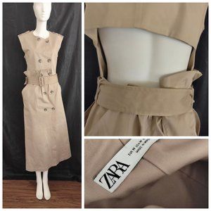 Zara Gabardine Trench Coat Back Cutout Dress REPOSH size M.